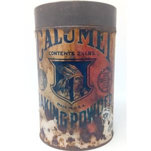 Antique 1912 Paris Calumet Baking Powder Tin Paper Label Advertising Indian Can